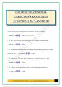 CALIFORNIA FUNERAL DIRECTOR'S EXAM &lpar;2025&rpar; QUESTIONS AND ANSWERS