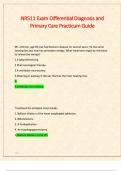 NR511 Exam Differential Diagnosis and Primary Care Practicum Guide questions and answers