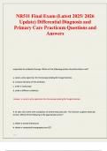 NR511 Final Exam &lpar;Latest 2025- 2026 Update&rpar; Differential Diagnosis and Primary Care Practicum questions and answers