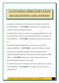CA FUNERAL DIRECTOR'S EXAM 2025 QUESTIONS AND ANSWERS