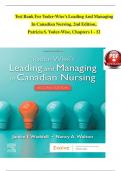 Test Bank - Yoder-Wise's Leading and Managing in Canadian Nursing&comma; 2nd Edition &lpar;Waddell&comma; 2020&rpar;&comma; Chapter 1-32 &vert; All Chapters