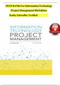 TEST BANK For Information Technology Project Management 9th Edition by Kathy Schwalbe&comma; Verified Chapters 1 - 13&comma; Complete Newest Version