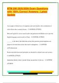 BTM 200 2025&sol;2026 Exam Questions  with 100&percnt; Correct Answers &vert; Latest  Update