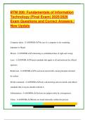 BTM 200&colon; Fundamentals of Information  Technology &lpar;Final Exam&rpar; 2025&sol;2026  Exam Questions and Correct Answers &vert;  New Update 