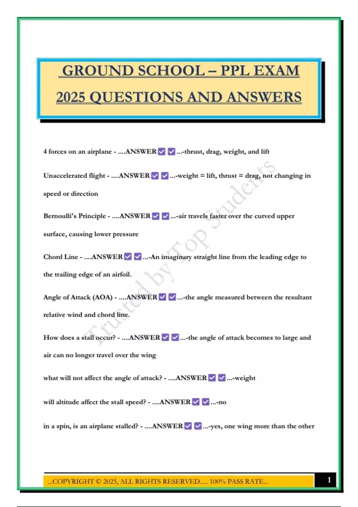 GROUND SCHOOL – PPL EXAM 2025 QUESTIONS AND ANSWERS - Private pilot ...