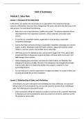 D099 Sales Management 2025 Unit 2 Summary Sales Role questions and answers