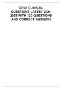 CPJE CLINICAL QUESTIONS LATEST WITH 120 QUESTIONS AND CORRECT ANSWERS&vert;AGRADE