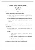 D099 Sales Management Study Guide Module 5 Insights and Analytics questions and answers