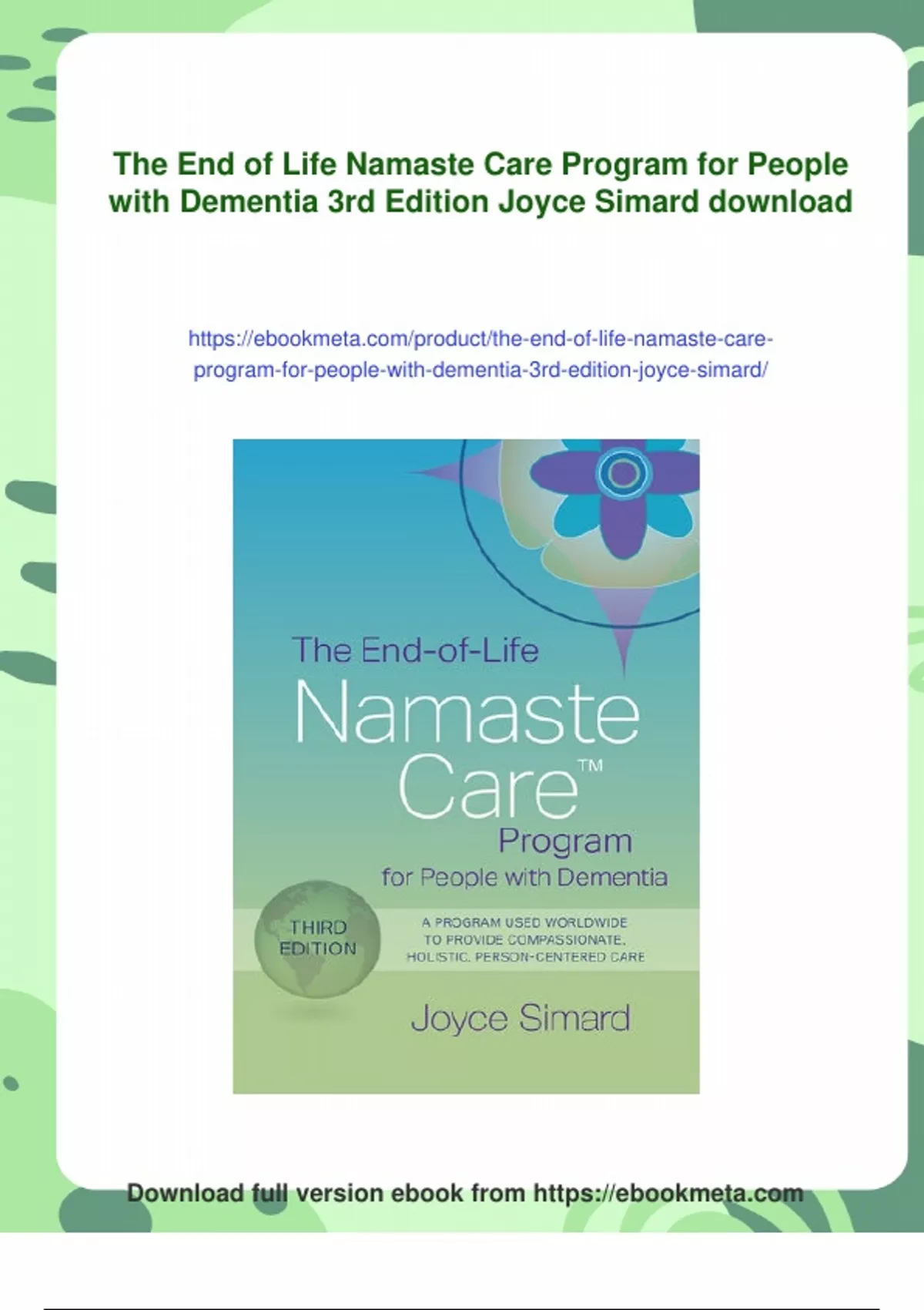 Summary The End of Life Namaste Care Program for People with Dementia ...