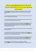 SOCIAL DETERMINANTS OF HEALTH  EXAM UPDATED ACTUAL Exam Questions  and Answers 