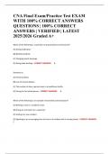 CNA Final Exam&sol;Practice Test EXAM WITH 100&percnt; CORRECT ANSWERS QUESTIONS &vert; 100&percnt; CORRECT ANSWERS &vert; VERIFIED &vert; LATEST 2025&sol;2026 Graded A&plus; 