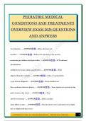 PEDIATRIC MEDICAL CONDITIONS AND TREATMENTS OVERVIEW EXAM 2025 QUESTIONS AND ANSWERS