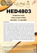 HED4803 Assignment 2 &lpar;COMPLETE ANSWERS&rpar; 2025 - DUE 11 July 2025