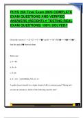 PHYS 250 Final Exam 2025 COMPLETE  EXAM QUESTIONS AND VERIFIED  ANSWERS &vert;RECENTLY TESTING REAL  EXAM QUESTIONS&vert; 100&percnt; SOLVED&excl;&excl; 