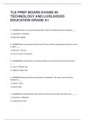 TLE PREP BOARD EXAMS IN TECHNOLOGY AND LIVELIHOOD EDUCATION GRADE A&plus;