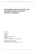 REFORMER INSTRUCTOR TEST OUT - BALANCED BODY EXAM WITH CORRECT ANSWERS