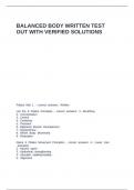 BALANCED BODY WRITTEN TEST OUT WITH VERIFIED SOLUTIONS