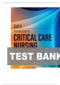 TEST BANK FOR Sole&rsquo;s Introduction to Critical Care Nursing&comma; 9th Edition by Mary Beth Flynn Makic&comma; Lauren T Morata ISBN&colon;978-0443110368 COMPLETE GUIDE WITH RATIONALES 100&percnt; VERIFIED A&plus; GRADE ASSURED&excl;&excl;&excl;&excl;&excl;NEW LATEST UPDATE&excl;&excl;&excl;&excl;&excl;&excl;