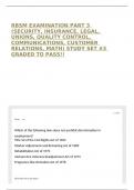 RBSM EXAMINATION PART 3 &lpar;SECURITY&comma; INSURANCE&comma; LEGAL&comma; UNIONS&comma; QUALITY CONTROL&comma; COMMUNICATIONS&comma; CUSTOMER RELATIONS&comma; MATH&rpar; STUDY SET &num;3 GRADED TO PASS&excl;&excl;