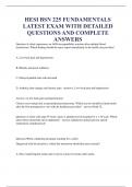 HESI BSN 225 FUNDAMENTALS LATEST EXAM WITH DETAILED QUESTIONS AND COMPLETE ANSWERS 