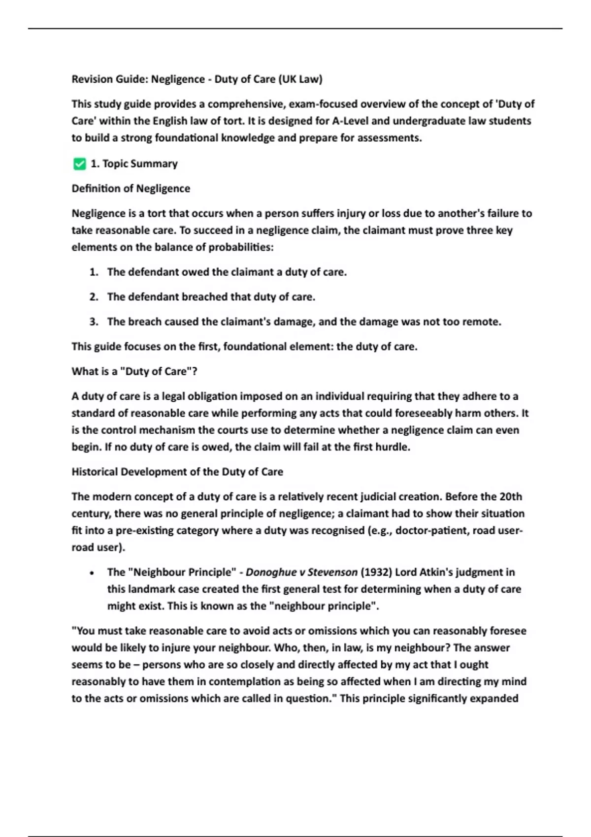Negligence – Duty of Care in UK Tort Law | Summary with Key Tests ...