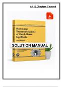 Solution Manual to Accompany Molecular Thermodynamics of Fluid Phase Equilibria&comma; 3rd Edition by  Prausnitz &vert; All 12 Chapters Covered