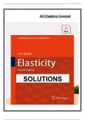 Solutions Manual for Elasticity &vert; 4th Edition &lpar;2023&rpar; &vert; Barber &vert; Covers All Chapters