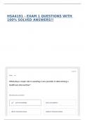 HSA4191 - EXAM 1 QUESTIONS WITH 100&percnt; SOLVED ANSWERS&excl;&excl;