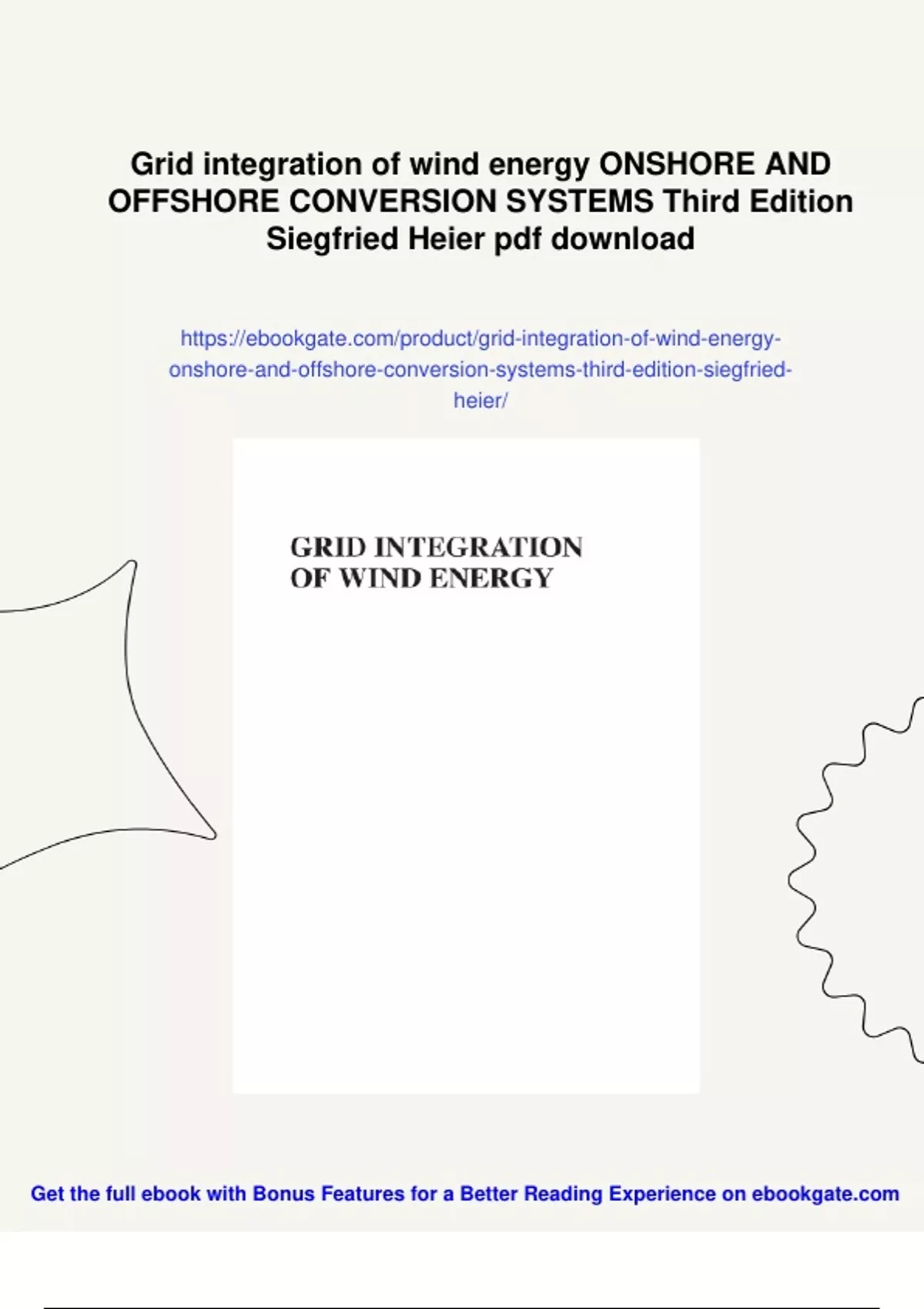 Summary Grid integration of wind energy ONSHORE AND OFFSHORE CONVERSION ...