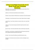 Critical Care&sol;Flight Paramedic Exam Study Guide with Complete Solutions