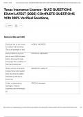 Texas Insurance License- QUIZ QUESTIONS EXAM LATEST &lpar;2025&rpar; COMPLETE QUESTIONS With 100&percnt; Verified Solutions&comma;