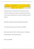 California Jurisprudence Exam&colon; Study Guide Questions with 100&percnt; Correct Answers &vert; Latest Update 2025 &vert; Rated A&plus;