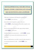DEVELOPMENTAL NEURO FINAL BRAIN STORY CERTIFICATE EXAM 2025 QUESTIONS AND ANSWERS