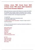 Lindsey Jones TMC Actual Exam 2025  Lindsey Jones TMC Exam 2025 Questions  and Correct Answers Rated A&plus; Lindsey Jones TMC Actual Exam 2025  Lindsey Jones TMC Exam 2025 Questions  and Correct Answers Rated A&plus; 