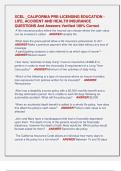 XCEL &lowbar;CALIFORNIA PRE-LICENSING EDUCATION -  LIFE&comma; ACCIDENT AND HEALTH INSURANCE  QUESTIONS And Answers Verified 100&percnt; Correct 