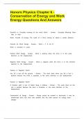Honors Physics Chapter 6 -  Conservation of Energy and Work  Energy 