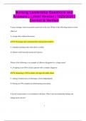 Nursing Leadership Questions and Answers &vert; Latest Version &vert; 2025&sol;2026 &vert;  Correct & Verified