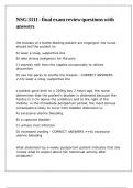NSG 3111 - final exam review questions with answers