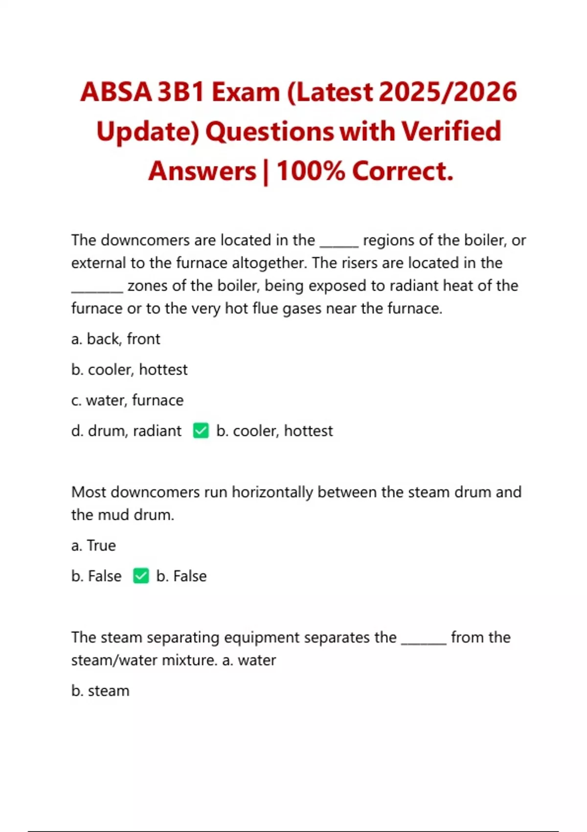 ABSA 3B1 Exam (Latest 2025/2026 Update) Questions with Verified Answers ...