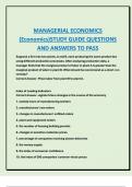 MANAGERIAL ECONOMICS  &lpar;Economics&rpar;STUDY GUIDE QUESTIONS  AND ANSWERS TO PASS