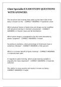 Glute Specialist EXAM STUDY QUESTIONS WITH ANSWERS