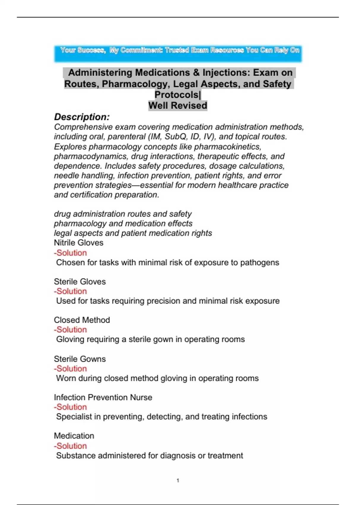 Administering Medications & Injections: Exam on Routes, Pharmacology ...