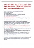 ETS MFT MBA Actual Exam 2025 ETS  MFT MBA Exam Latest 2025 Questions  and Correct Answers Rated A&plus; 