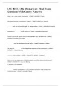 LSU BIOL 1202 &lpar;Pomarico&rpar; - Final Exam Questions With Correct Answers
