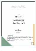 FPT3701 Assignment 2 &lpar;Comprehensive Response&rpar; Due July 2025&period;