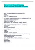 MENTAL HEALTH EXAM BUNDLE WITH QUESTIONS AND COMPLETE SOLUTION LATEST UPDATED 2025&sol;2026 GRADED A&plus;