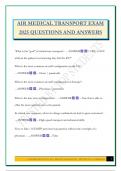 AIR MEDICAL TRANSPORT EXAM 2025 QUESTIONS AND ANSWERS