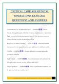 CRITICAL CARE AIR MEDICAL OPERATIONS EXAM 2025 QUESTIONS AND ANSWERS