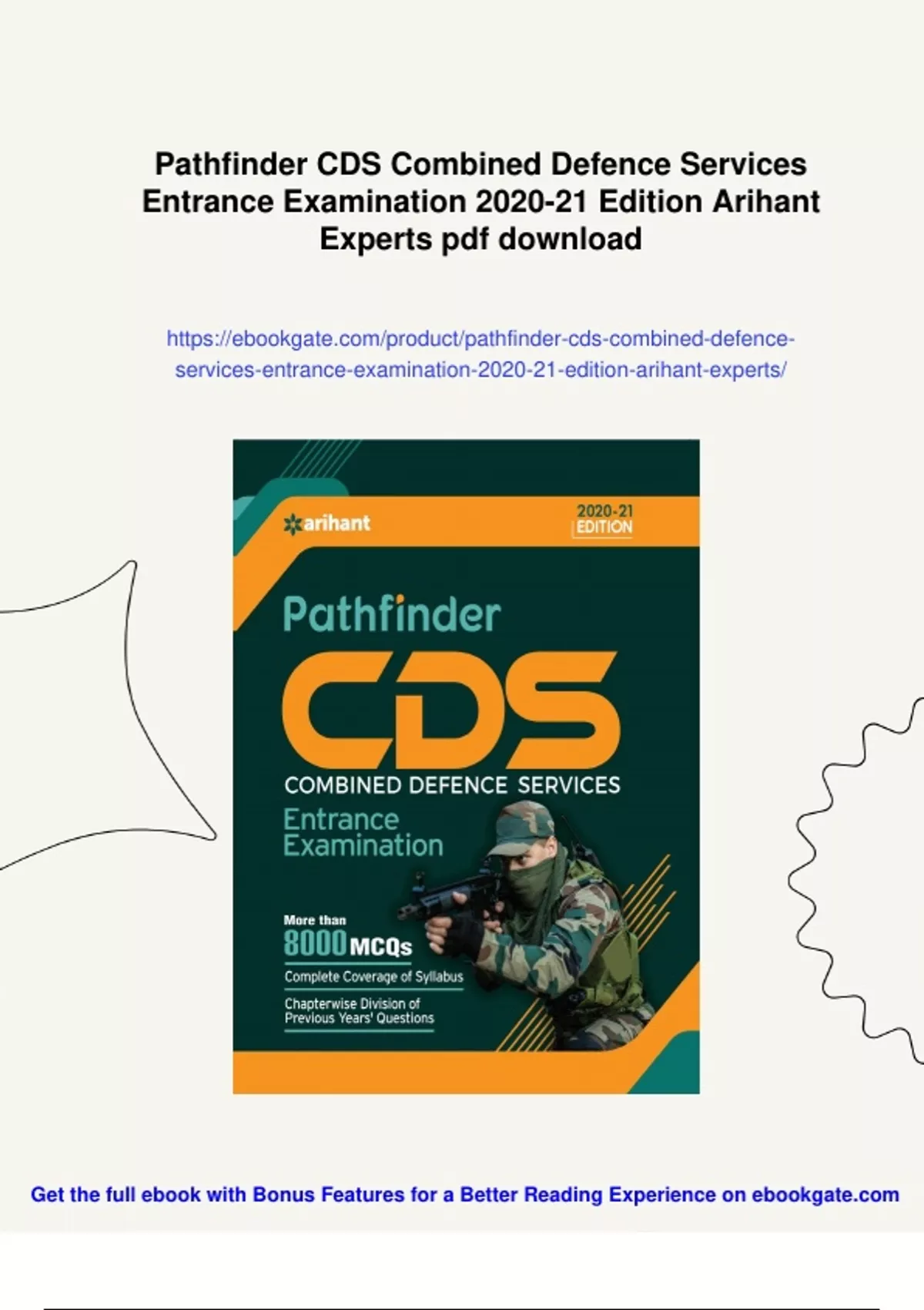 Summary Pathfinder CDS Combined Defence Services Entrance Examination ...