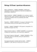 Biology 102 Exam 1 questions with answers